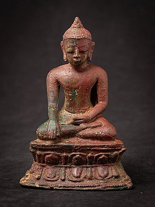 Early bronze Burmese Buddha with traces of old red lacquer