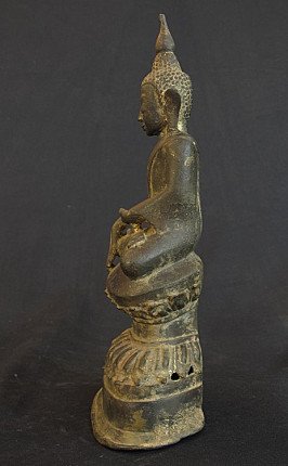 Bronze Buddha statue from Burma (Myanmar), left side profile view