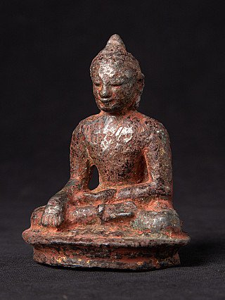 Bronze Buddha statue from Myanmar, Bagan period, seated, three-quarter left view