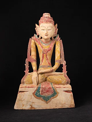 Antique limestone Shan Buddha statue