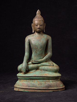 Bronzen Arakan-Buddha aus Burma (Myanmar) in Bhūmisparśa-Mudrā, Frontalansicht