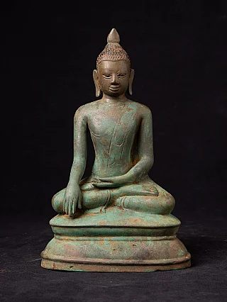 Bronzen Arakan-Buddha aus Burma (Myanmar) in Bhūmisparśa-Mudrā, Frontalansicht