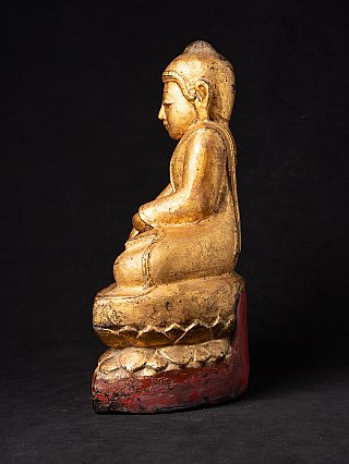 Sitzende Buddha-Statue aus Burma, linke Seitenansicht mit Sockel