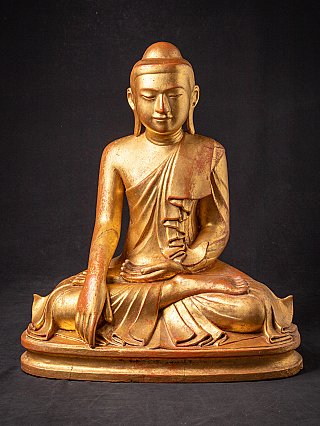 Buddha statue from Burma (Myanmar), Mandalay style, seated in bhumisparsha mudra, full front