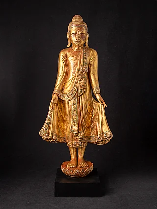 Antique wooden Mandalay Buddha statue
