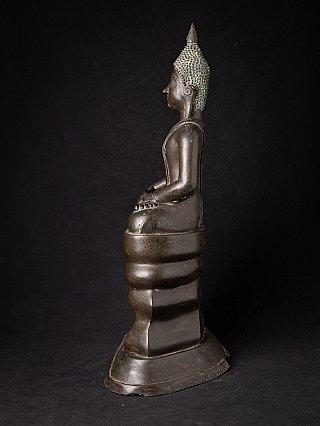Bronze-Buddha-Statue aus Laos, sitzend im linken Seitenprofil