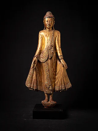 Antieke houten Birmese Mandalay Boeddha