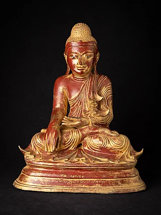 Buddha statue in bronze from Burma (Myanmar), seated bhumisparsha mudra, full front
