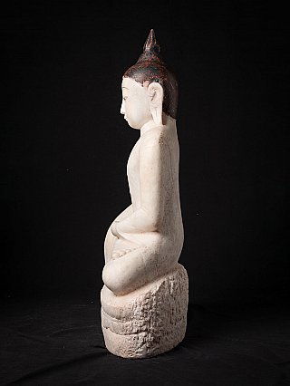 Marble Burmese Shan Buddha statue, left view, seated profile