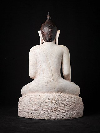 Marble Burmese Shan Buddha statue, rear view showing back and base
