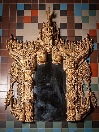 Very large Burmese wooden Temple panel