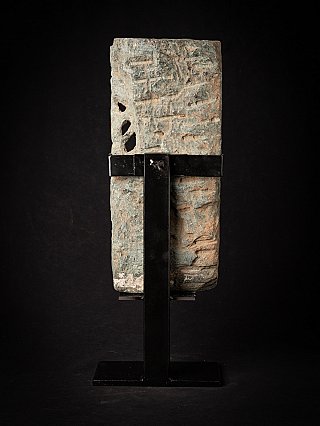 Rear view of the Indian relief panel, flat back with tool marks and cut-outs
