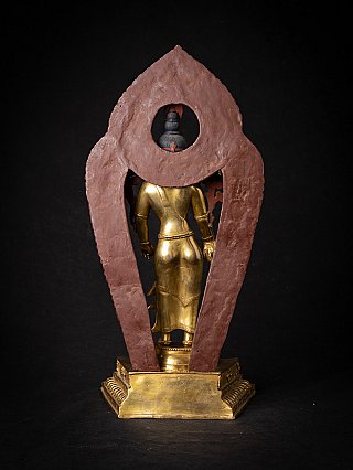 Lokeshwor statue in bronze from Nepal, rear view showing the back of the aureole