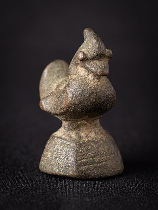 Burmese bronze opium weight, three-quarter view highlighting the head and rounded body