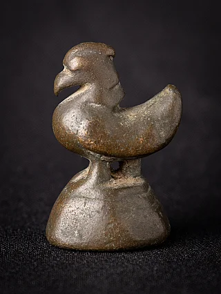 Antique bronze opium weight from Burma (Myanmar), bird-shaped side view