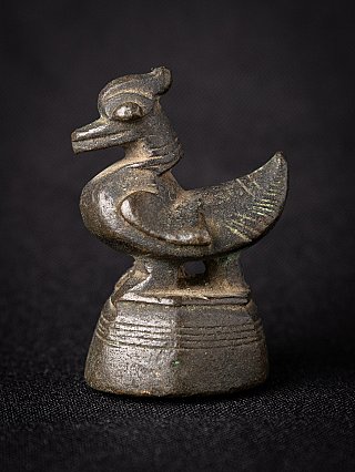 Antique bronze opium weight from Burma (Myanmar), animal-shaped, left side view