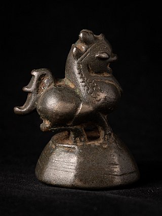 Bronze opium weight from Burma (Myanmar), animal figure on base in right side view