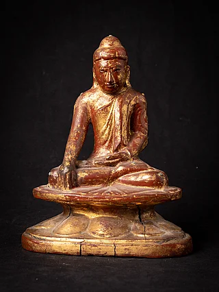 Antique wooden Burmese Lotus Buddha