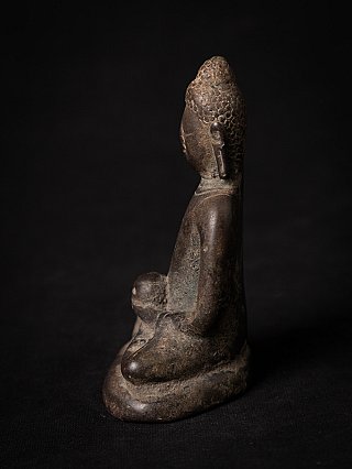 Pyu bronze Buddha statue from Burma (Myanmar), seated, left side profile