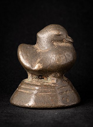Antikes burmesisches Bronze-Opiumgewicht, Seitenansicht mit Schnabel und rundem Körper