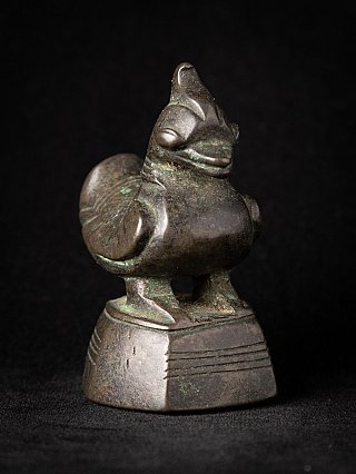 Antique bronze opium weight from Burma (Myanmar), 19th century, three-quarter view of the animal form