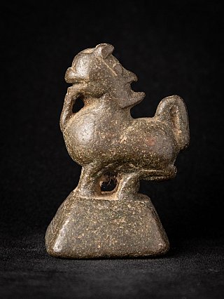 Bronze-Opiumgewicht aus Burma (Myanmar), Tierfigur in Seitenansicht auf quadratischem Sockel