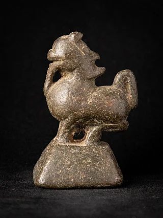 Antique bronze opium weight from Burma (Myanmar), animal-shaped weight in side view