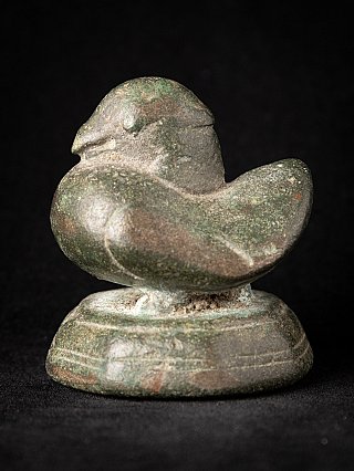 Antikes Opiumgewicht aus Bronze aus Burma (Myanmar), Dreiviertelansicht der vogelförmigen Form
