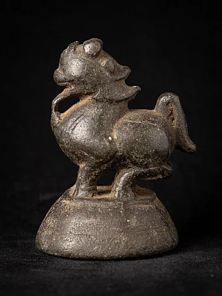 Bronze opium weight from Burma (Myanmar), animal form on domed base, side view (G-191)