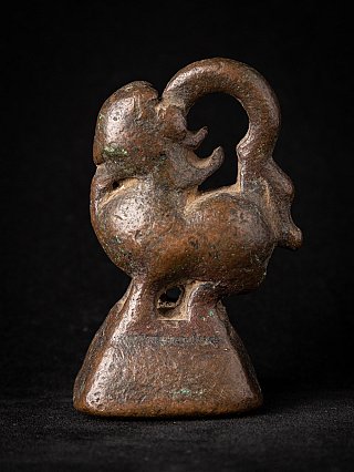 Antique bronze opium weight from Burma (Myanmar), 19th century, animal-form weight on base