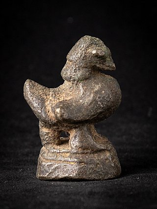 Opiumgewicht aus Bronze aus Burma, Seitenansicht mit aufgerichtetem Schwanz und Sockel