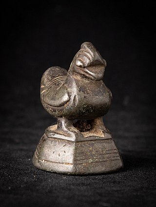 Opiumgewicht aus Bronze aus Burma, Dreiviertelansicht mit Kopf und Brust auf Sockel