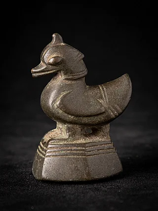 Bronze opium weight from Burma (Myanmar), bird-shaped figure in side view on stepped base