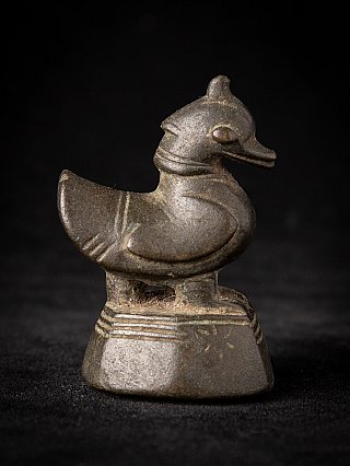 Bronzen opiumgewicht uit Myanmar, vogel in zijaanzicht vanaf de andere kant