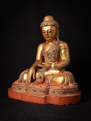 Buddha statue in Mandalay style from Burma, seated bhumisparsha mudra, three-quarter left