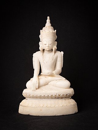 Marble Buddha statue from Burma (Myanmar), seated in bhumisparsha mudra, full front view