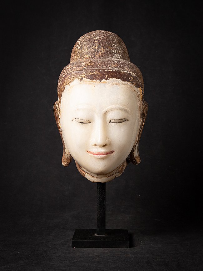 骨董　アンティーク　クメール　仏頭　ブッダ　Buddha head 仏像　石仏 Special antique marble Burmese Buddha head from Burma (Myanmar)