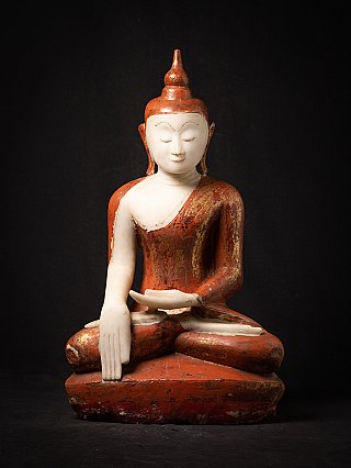 Marmor-Buddha-Statue aus Burma (Ava-Stil), sitzend in Bhumisparsha-Mudra, frontal
