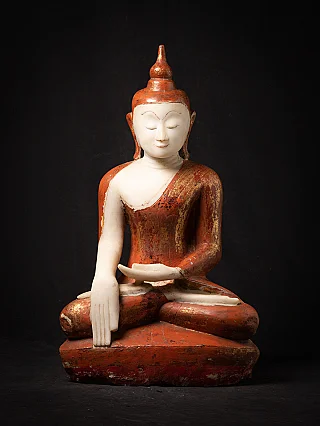 Marble Buddha statue from Burma (Ava style), seated in bhumisparsha mudra, front view