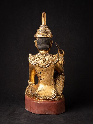 Antike Nat-Statue aus Myanmar, Rückansicht mit ornamentierter Schulterpartie