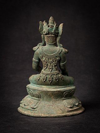 Bronze-Buddha-Statue aus Burma, Rückansicht mit Rückenornamentik