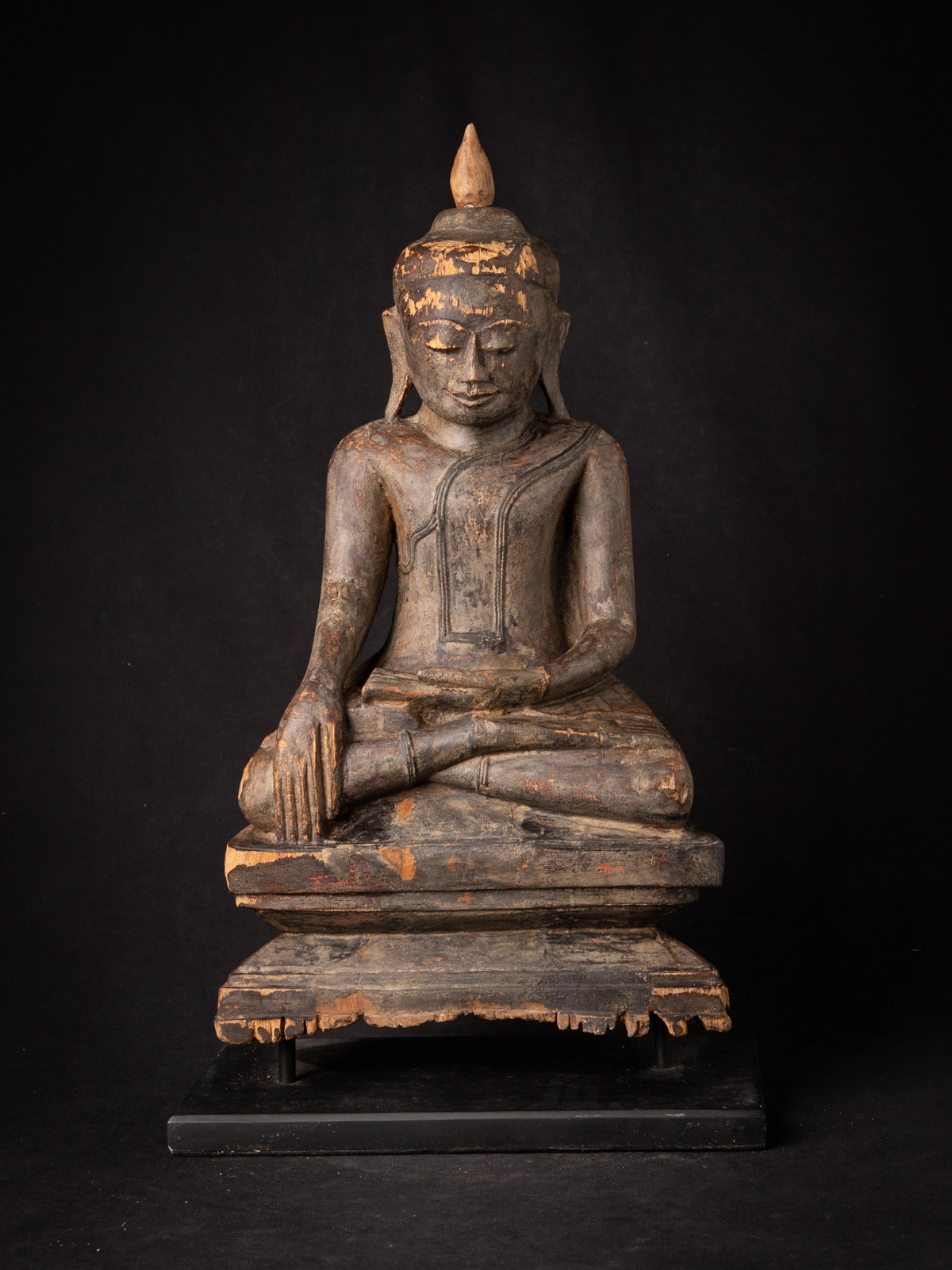 Antique wooden Burmese Buddha statue from Burma (Myanmar)