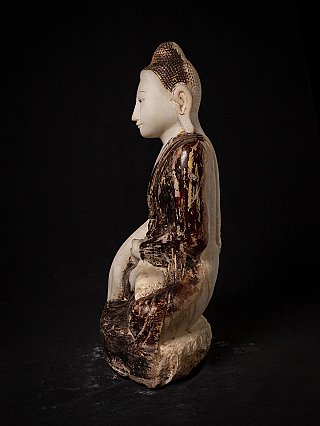 Marble Buddha statue from Burma (Myanmar), left side profile view