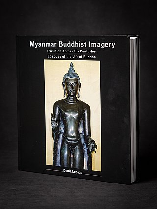 Boek Myanmar Buddhist Imagery van Denis Lepage, voorzijde met Boeddhabeeld op omslag