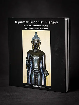 Buch Myanmar Buddhist Imagery von Denis Lepage, Vorderseite mit Buddha-Abbildung auf dem Cover