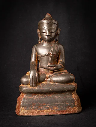 Burmesische Buddha-Statue aus Bronze, Ava-Stil, sitzend mit Erdberührungs­geste