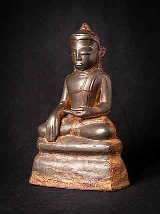 Buddha-Statue aus Burma (Bronze), Ava-Periode, Dreiviertelansicht von links