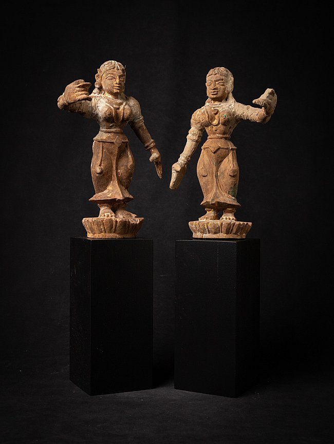 Special pair of 16th-century Indian Apsara statues