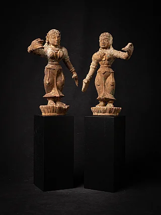 Special pair of 16th-century Indian Apsara statues