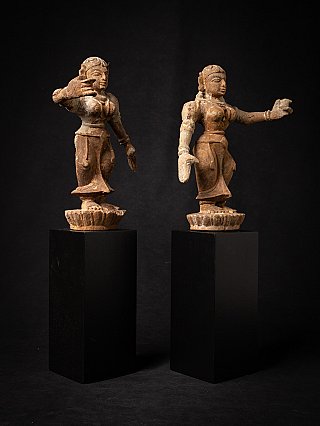 Special pair of 16th-century Indian Apsara statues